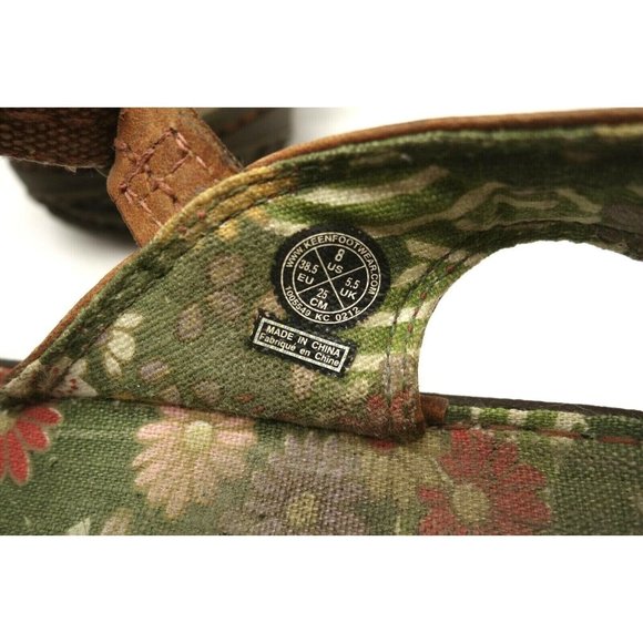 Keen Logo Red Brown Canvas Adjustable Bumper Toe Loafers Shoes Women's 8 - Picture 10 of 11